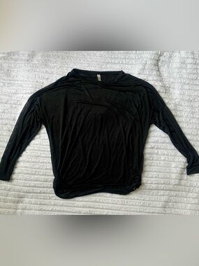 ALO Yoga Black Long Sleeve Draped Crew Top